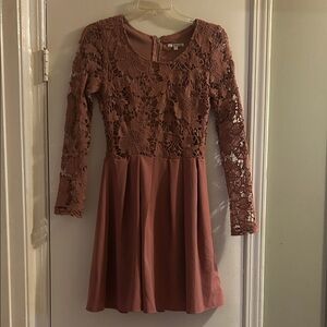 Charlotte Russe Lace Dress in Dusty Rose